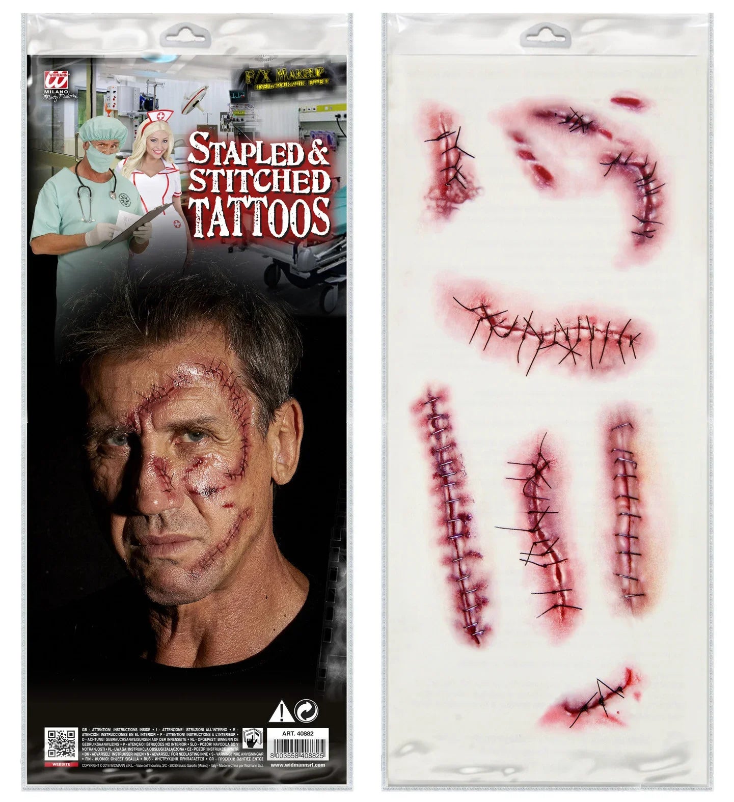 Tatujes de Heridas con Puntos y Suturas Zombies Widmann